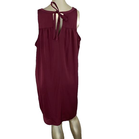Old Navy Maroon Tie Back Satin Shift Dress Women XL Sleeveless - Picture 3 of 7